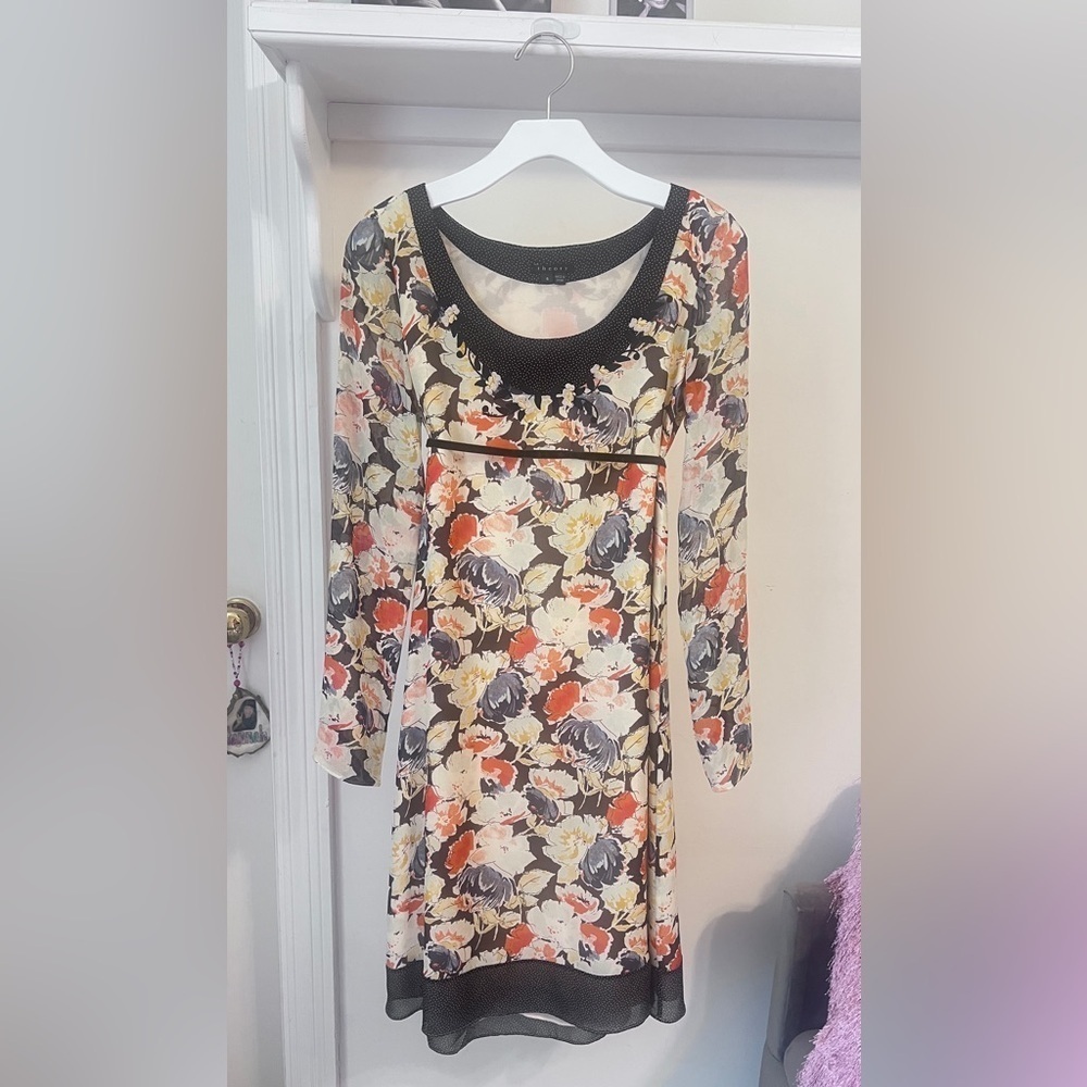 FINAL PRICE Theory Rustic Floral 100% Silk Dress